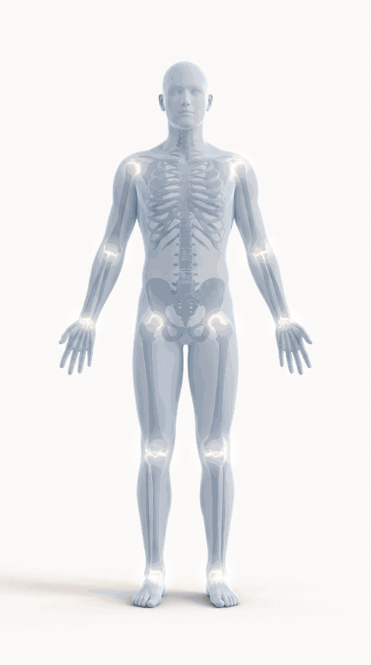 Body map with highlighted joints